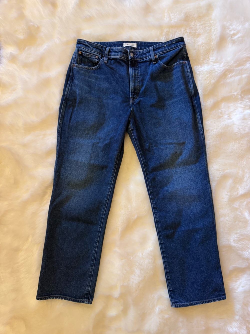 Madewell Straight Leg Jeans in Dark Blue Denim - Size 32 Curvy